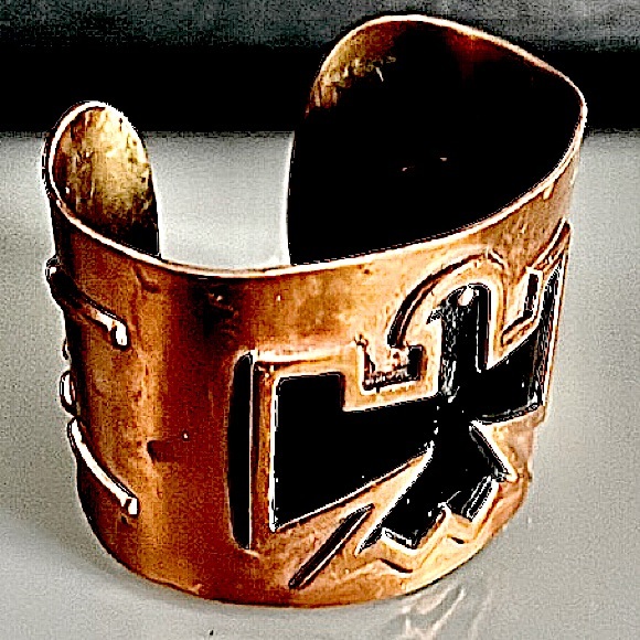 Vintage Bell Trading Post Stamped Cooper Phoenix Bird Cuff Bracelet